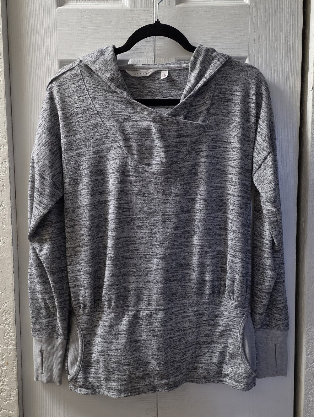 Athleta Heather Gray Hooded Knit Pullover
